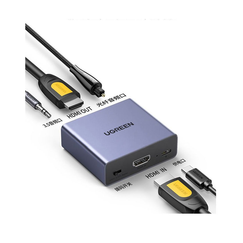 78155_bo_chuyen_doi_tach_am_thanh_hdmi_ra_hdmi_kem_audio_3_5mm_va_optical_spdif_ugreen_60649 Bộ chuyển đổi tách âm thanh HDMI ra HDMI kèm Audio 3.5mm và Optical (SPDIF) Ugreen 60649