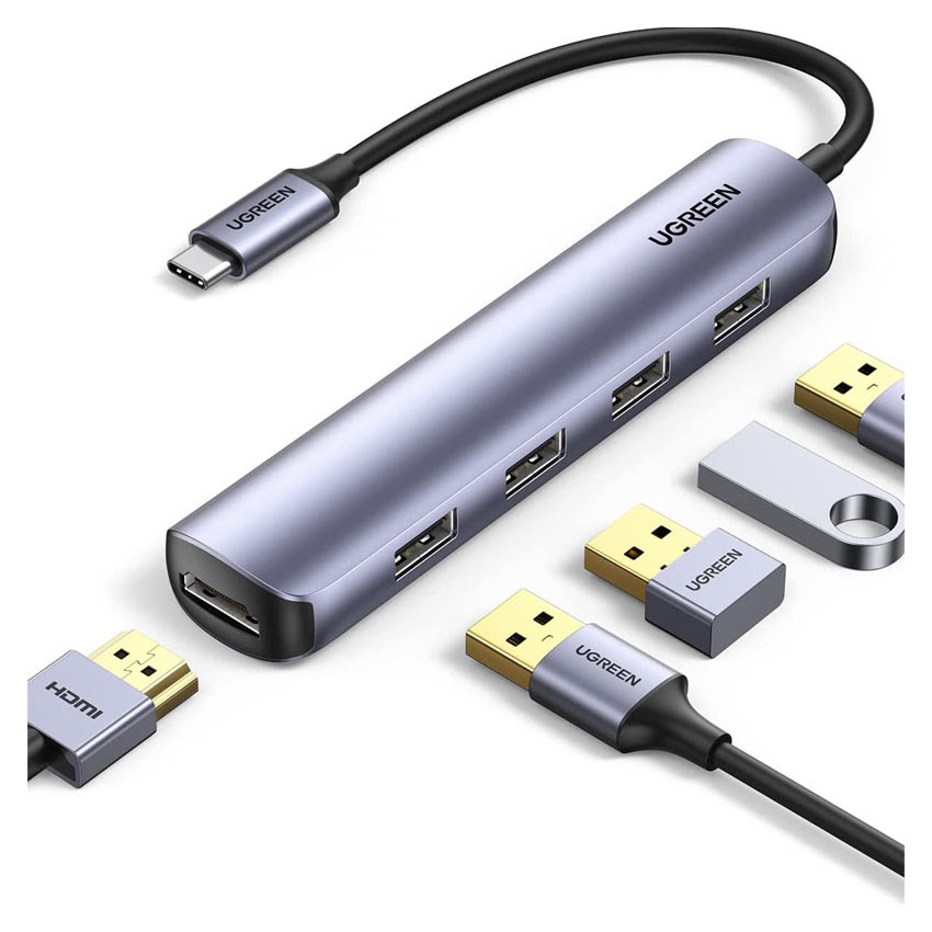 78157_bo_chuyen_type_c_to_hdmi_4_cong_usb_3_0_ugreen_20197 Bộ chuyển Type C to HDMI + 4 cổng USB 3.0 Ugreen 20197