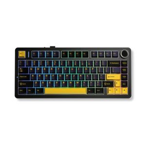 Bàn phím cơ AULA F75 (Đen/Xanh đậm/Cam), (3 Mode, Grey Wood V3 Switch)