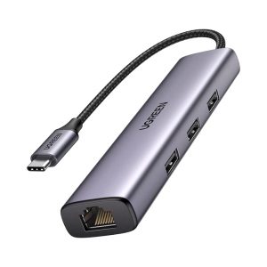 Bộ chuyển USB C 6 trong 1 Ugreen 20954 (Type C to HDMI 4K@60Hz + 2*USB 3.0 + LAN Gigabit + SD/ TF)