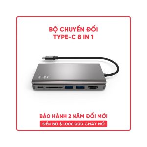 Bộ chuyển đổi 8 trong 1 Feeltek HBC008ZZC201 (từ usb type c sang hdmi + usb3.0 + sd + pd)