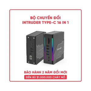 Bộ chuyển đổi intruder 16 trong 1 Feeltek HCD016GMWW1F (từ usb type c sang hdmi + dp + usb3.0 + usb2.0 + usbc3.1 + sd + micro sd + rj45 + pd)