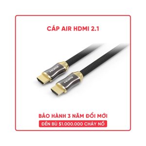 Cáp air HDMI 2.1 Feeltek CAH300BMH81F bọc nylon + vỏ kim loại hỗ trợ 8k@60hz + 4k@120hz - dài 3m