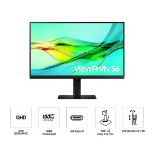 Màn hình Samsung ViewFinity S6 S60UD LS27D604UAEXXV (27 inch/QHD/IPS/100HZ/5Ms/USB-C 90W)
