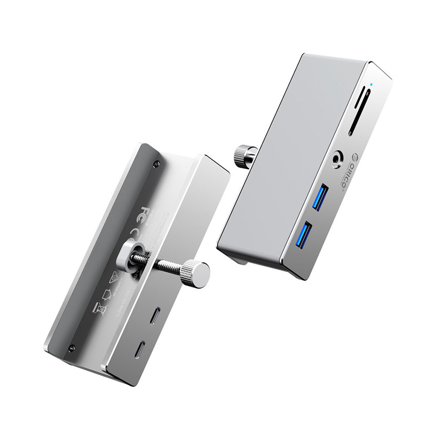 84508_bo_chia_type_c_ra_6_cong_usb_3_0_dau_doc_the_nho_orico_mh5pmm_10_sv_bp_mau_bac Bộ chia Type C ra 6 cổng USB 3.0 + Đầu đọc thẻ nhớ Orico MH5PMM-10-SV-BP Màu Bạc