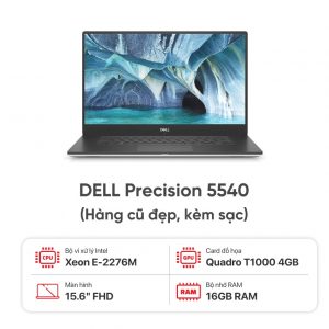 Laptop DELL Precision 5540 / Xeon E-2276M / 16GB RAM / 512GB SSD / Nvidia Quadro T1000 4GB / Màn 15.6 inch FHD / Kèm sạc - Hàng cũ đẹp