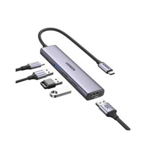 Bộ chuyển đổi Type C Ugreen 15495 HDMI 4K@30Hz, USB 2.0, USB 3.0, Sạc PD 100W
