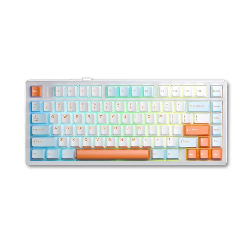 Bàn phím cơ gaming AULA M75 (3 Mode/ Xanh + Trắng + Cam/ Purple Fire V2 Switch)