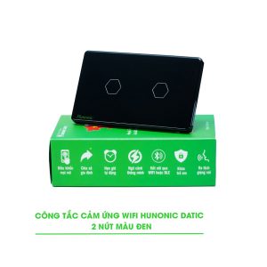CÔNG TẮC HUNONIC WIFI HÌNH CHỮ NHẬT - 2 NÚT(Màu đen)