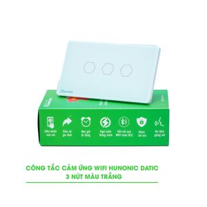 CÔNG TẮC HUNONIC WIFI HÌNH CHỮ NHẬT - 3 NÚT (Màu trắng)