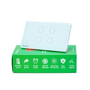 CÔNG TẮC HUNONIC WIFI HÌNH CHỮ NHẬT - 4 NÚT (Màu trắng)