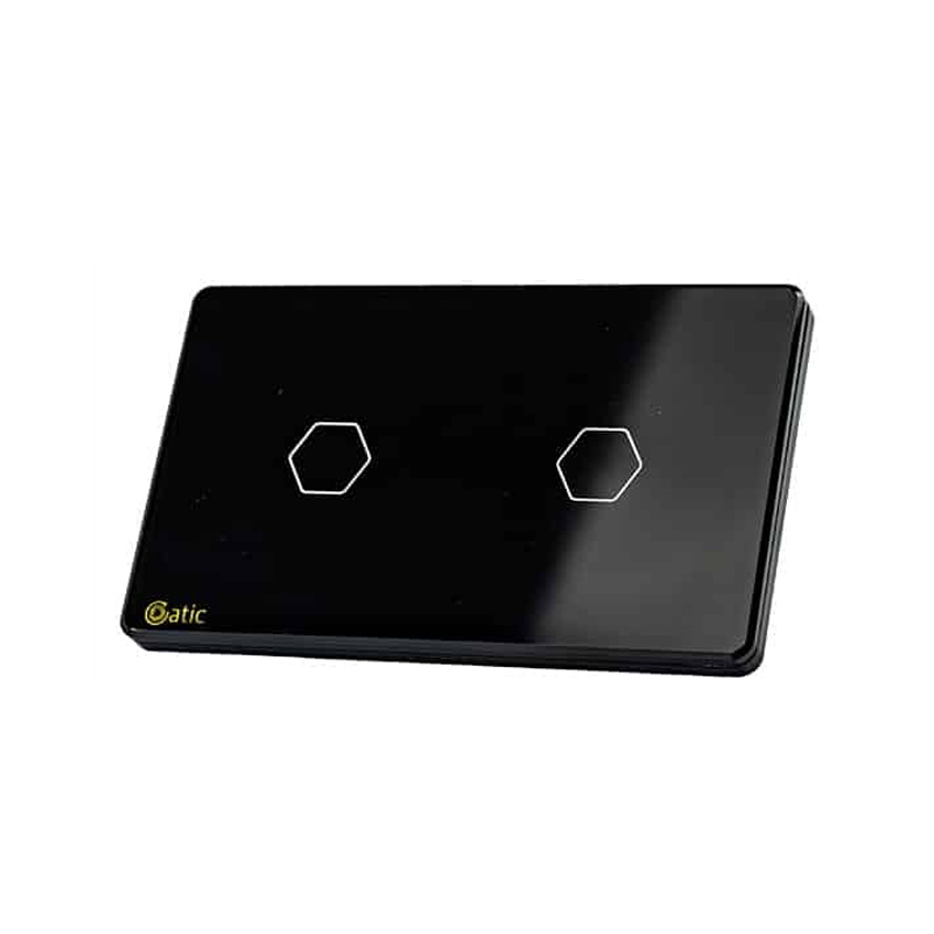 CÔNG TẮC CẢM ỨNG HUNONIC DATIC - 2 NÚT (Màu đen)