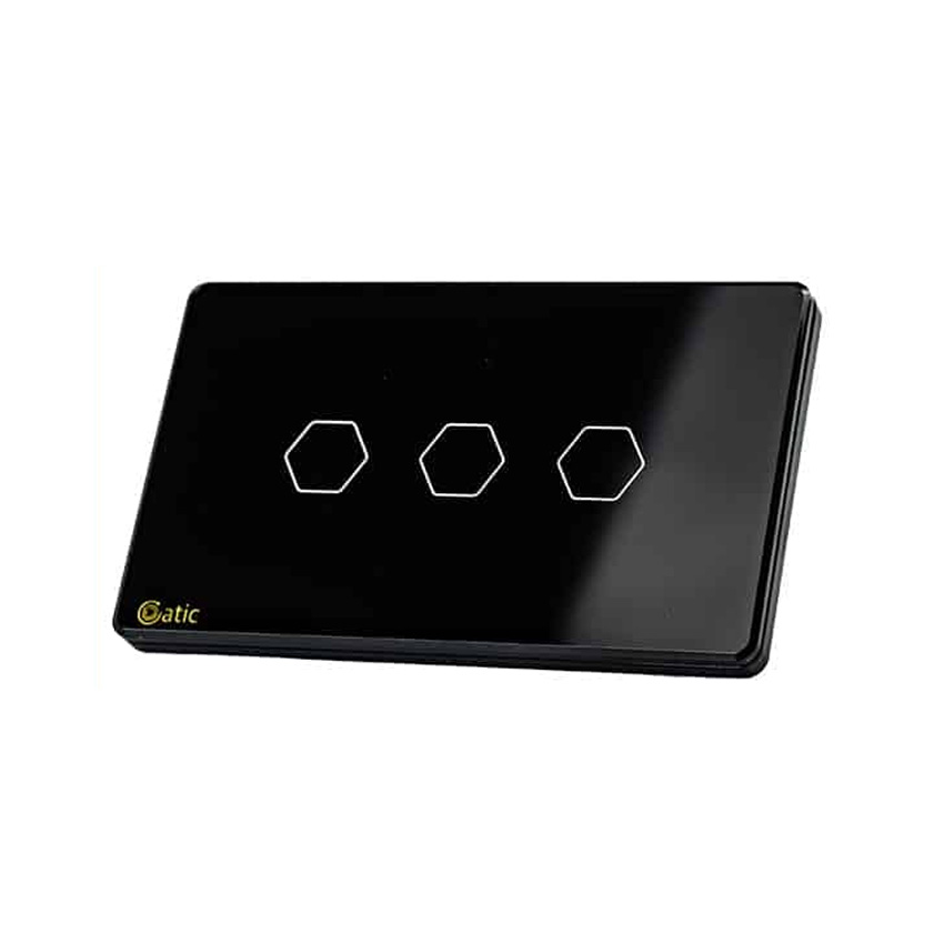 CÔNG TẮC CẢM ỨNG HUNONIC DATIC - 3 NÚT (Màu đen)