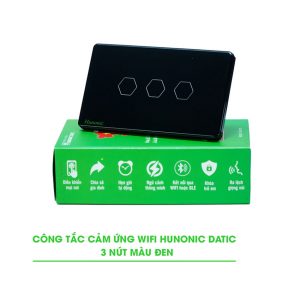 CÔNG TẮC WIFI 3 NÚT LIÊN KẾT NHÀ VỆ SINH THÔNG MINH (Màu đen)