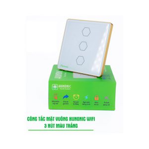 CÔNG TẮC HUNONIC WIFI HÌNH VUÔNG - 3 NÚT (Màu trắng)