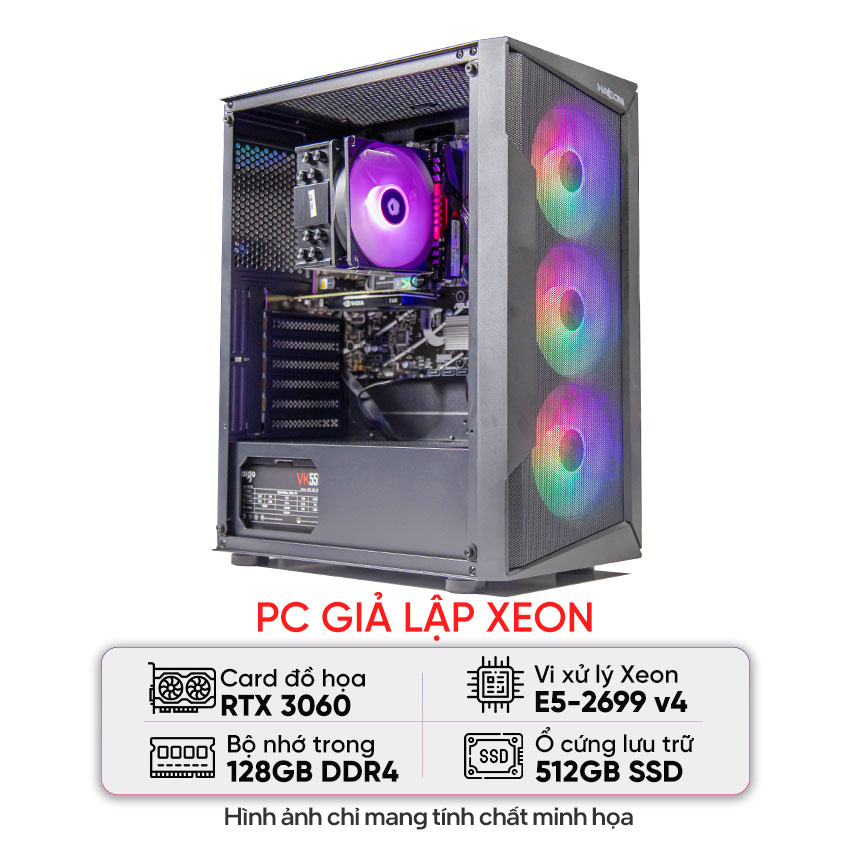 PC GIẢ LẬP DUAL XEON (E5-2699 V4/X99/128GB RAM/512GB SSD/RTX 3060/750W)