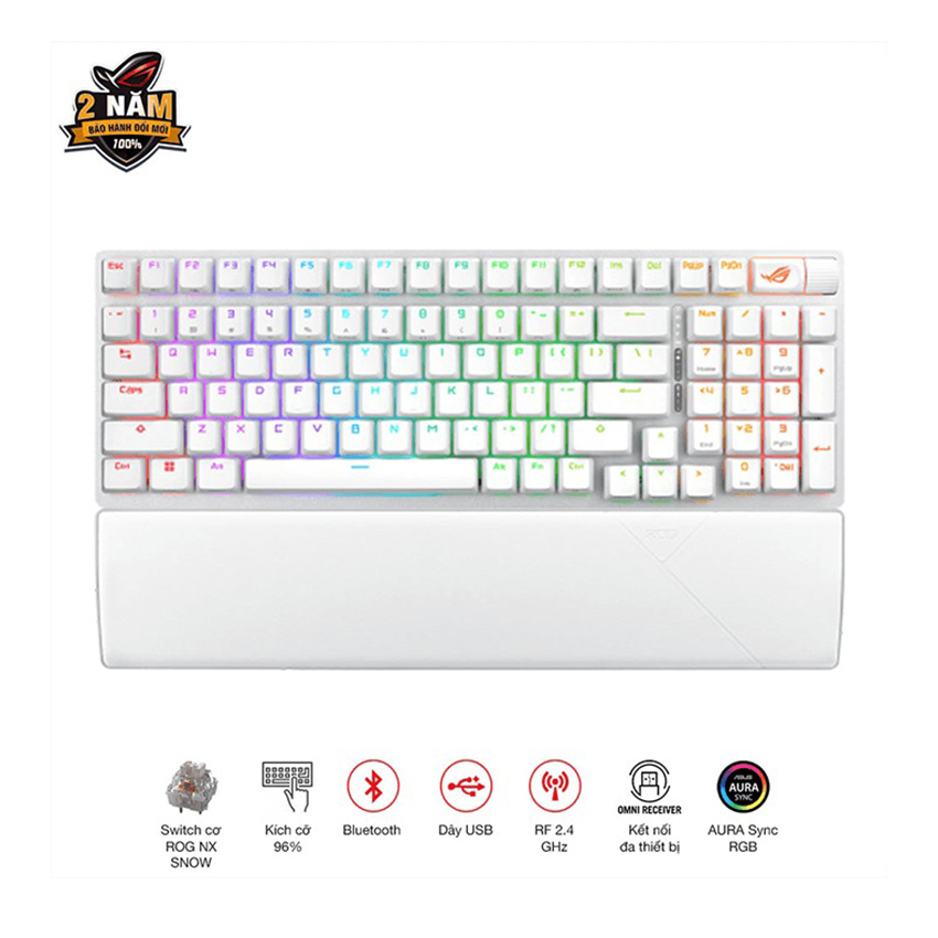 Bàn phím cơ không dây ASUS ROG STRIX Scope II 96 Wireless White (ROG NX Sw)