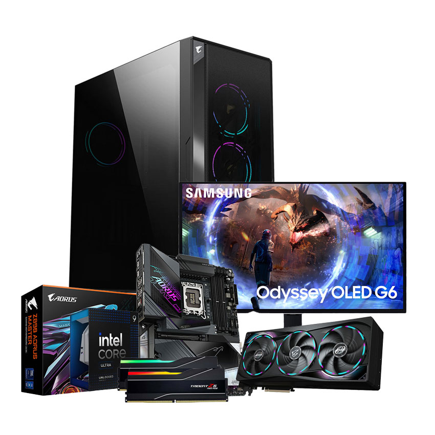 PC HACOM AI ULTRA MAX 005 ( UILTRA CORE 285K/ VGA RTX 5090 MASTER ICE  / GAMING GEAR/ MONITOR 27 " OLED 360Hz )