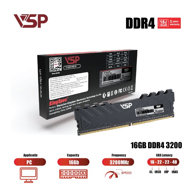 89662_ram_desktop_vsp_dd04_16gddr0143_16gb_1x_16gb_ddr4_3200mhz__1_ Ram Desktop VSP (DD04-16GDDR0143) 16GB (1x 16GB) DDR4 3200Mhz