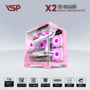 Vỏ Case VSP AQUANAUT X2 GALAXY - HỒNG (M-ATX/Hồng)