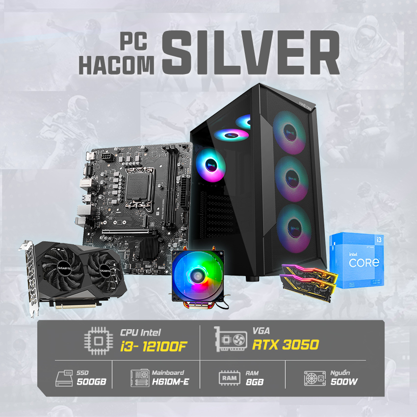 89943_12100f_silver1 PC HACOM SILVER ( Intel 12100F/ VGA RTX 3050 )