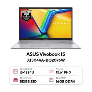 Laptop Asus VivoBook X1504VA-BQ2076W (i5 1334U/16GB RAM/512GB SSD/15.6 FHD/Win11/Bạc)
