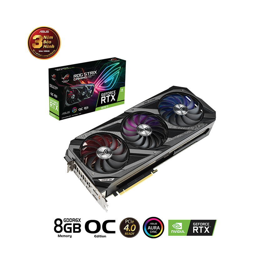 Card màn hình Asus ROG STRIX RTX 3070 Ti-O8G-GAMING - Cũ đẹp (Box)
