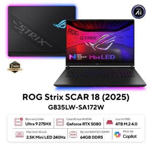 Laptop Asus Gaming ROG Strix G835LW-SA172W (U9 275HX/32GB RAM/4TB SSD/18 WQXGA 240hz/RTX 5080 16GB/Win11/Đen/Chuột/Balo)