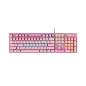 Bàn phím cơ gaming AULA S2022 Màu hồng (Blue switch, USB, LED Rainbow) _ Hàng bày trải nghiệm