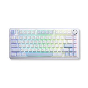 Bàn phím cơ AULA F75 xanh nhạt trắng xanh đậm 3 mode (TypeC + 2.4G + Bluetooth, Grey Wood V3 Switch) _ Hàng bày trải nghiệm