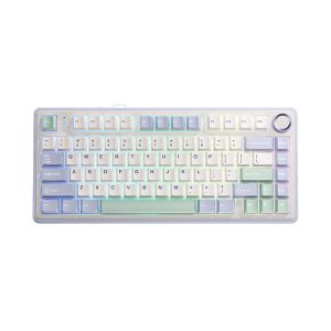 Bàn phím cơ AULA F75 tím nhạt be xanh lá 3 mode (TypeC + 2.4G + Bluetooth, Grey Wood V3 Switch) _ Hàng bày trải nghiệm