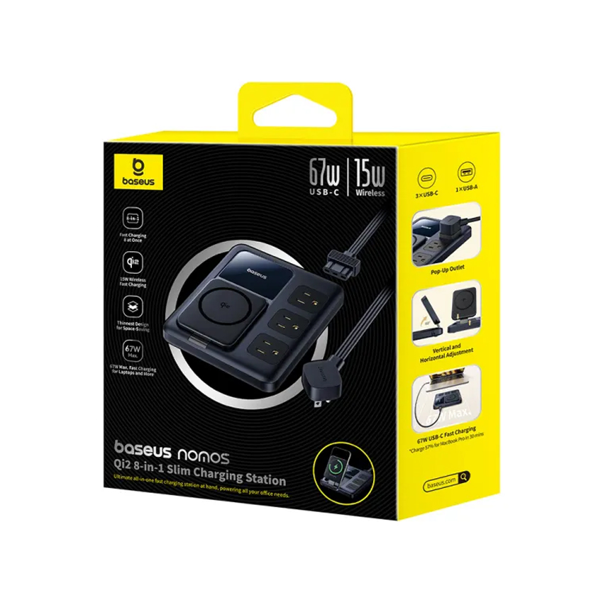 Trạm sạc Baseus Nomos QI2 8 trong 1 Slim 67W 1.5m US