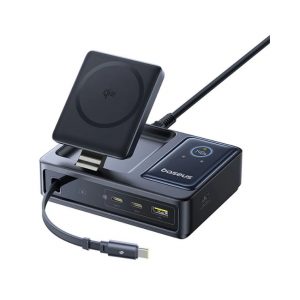 Đế sạc đa năng Baseus Nomos QI2 5 trong 1 kèm cáp Type-C rút gọn 140W US
