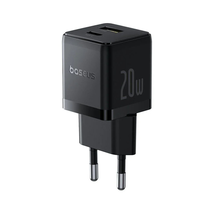 Bộ sạc hiệu Baseus Palm C+U 20W US - Màu đen  (with Cable USB-C to USB-C 1m)