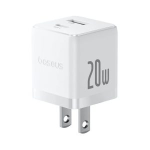 Bộ sạc hiệu Baseus Palm C+U 20W US - Màu trắng (with Cable USB-C to USB-C 1m)