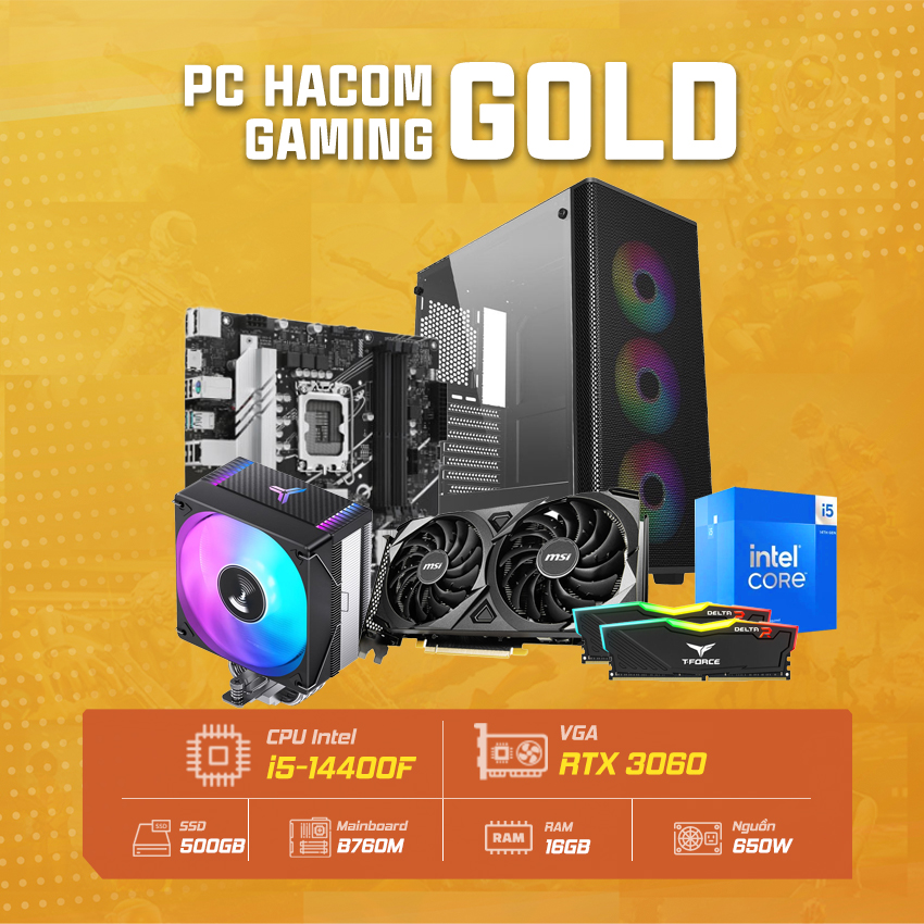 PC HACOM GOLD 012 PRO ( Intel i5 14400F/ VGA RTX 3060 )