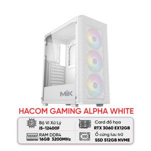 PC HACOM GAMING ALPHA WHITE (I5 12400F/B760M/16GB RAM/512GB SSD/RTX 3060)