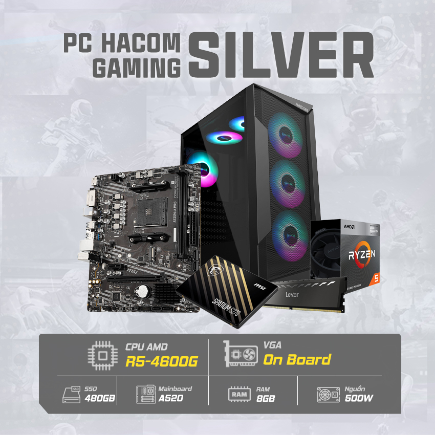 PC HACOM SILVER 002 ( AMD Ryzen 4600G / 8GB RAM / 480GB SSD )