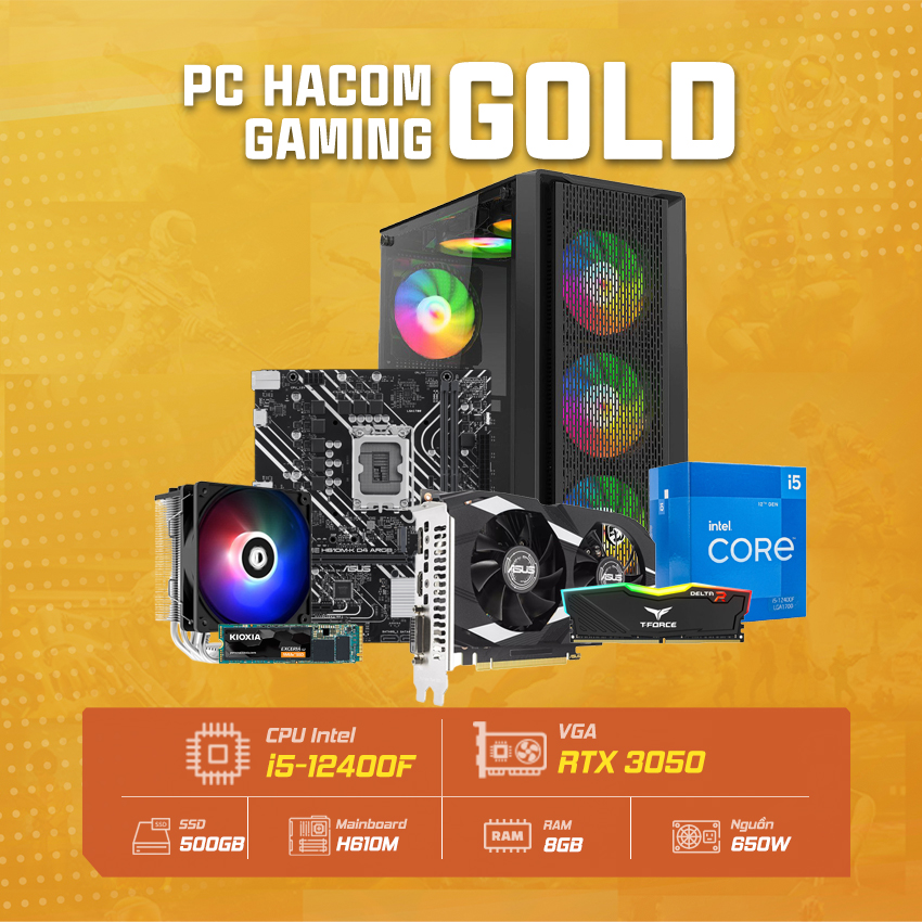 PC HACOM GOLD 012 PRO ( Intel i5 12400F/ VGA RTX 3050 )