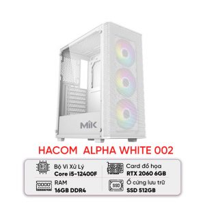 PC HACOM GAMING ALPHA WHITE 002 (I5 12400F/B760M/16GB RAM/512GB SSD/RTX 2060)