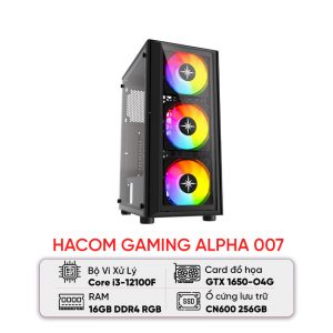 PC HACOM GAMING ALPHA 007 (I3 12100F/H610/16GB RAM/256GB SSD/GTX 1650)