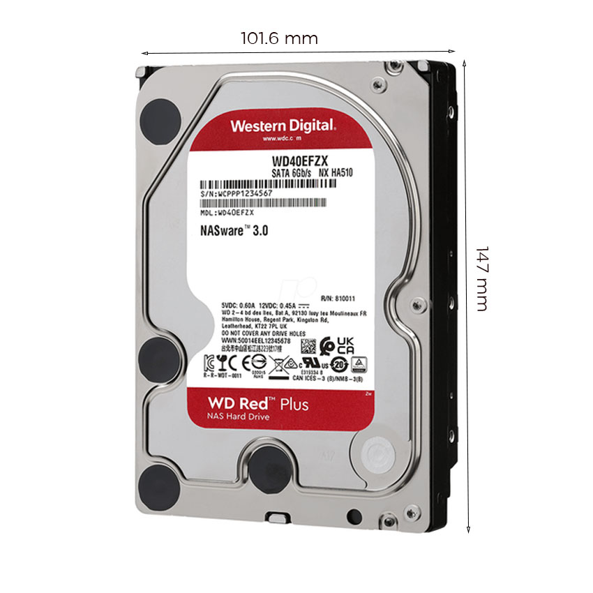 Ổ cứng HDD WD 12TB Red Plus 3.5 inch, 7200RPM, SATA, 512MB Cache (WD120EFGX