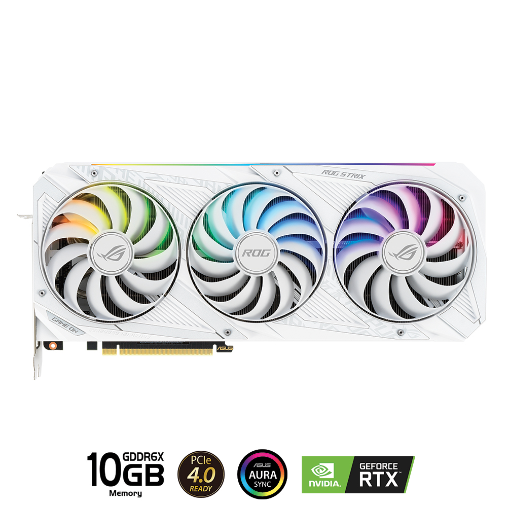 Card màn hình Asus ROG STRIX-RTX 3080-O10G-WHITE - Cũ đẹp (Tray)