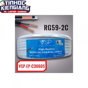 Cáp đồng trục Camera TRẮNG VSP C3070S 305M RG59+2C CÓ DÂY ĐIỆN