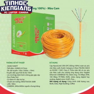 CÁP MẠNG Aipoolink UTP OFC CAT6 - 305M ĐỒNG 100% MÀU CAM