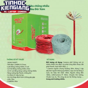 CÁP MẠNG  Aipoolink  S-FTP CCA CAT6 - 305M (Siêu chống nhiễu Hợp kim đồng nhôm) - Đỏ/Xám