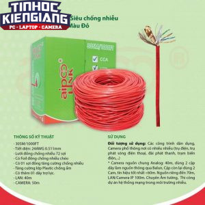 CÁP MẠNG  Aipoolink CAT5E SFTP CCA - 305M (Siêu chống nhiễu Hợp kim đồng nhôm) - Đỏ