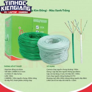 CÁP MẠNG  Aipoolink CCA CAT5E UTP - 305M  (Hợp kim đồng nhôm) -Xanh/Trắng