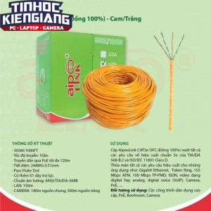 CÁP MẠNG  Aipoolink  CAT5E UTP OFC - 305M  (Đồng 100%) - Cam/Trắng