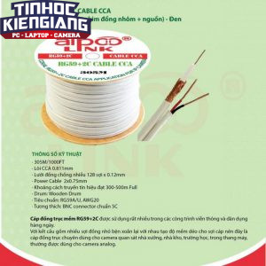 Cáp đồng trục kèm nguồn Camera RG59+2C CCA- trắng 305m